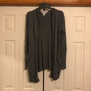 Max Studio Cashmere grey hooded cardigan
